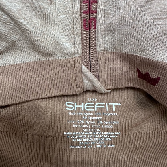 NWT SHEFIT SIZE LUXE LOW IMPACT SPORTS BRA IN HEATHERED TAN size large - Picture 2 of 8